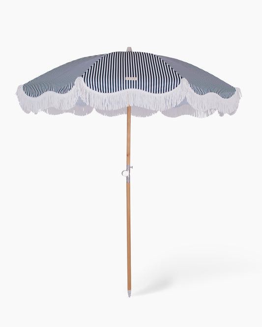 Classy Beach Umbrella - Navy and White Stripe